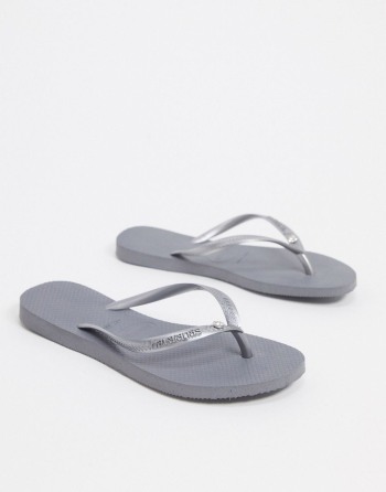 Havaianas Slim Crystal Sive - Ženske Japanke | 48071ZRKT